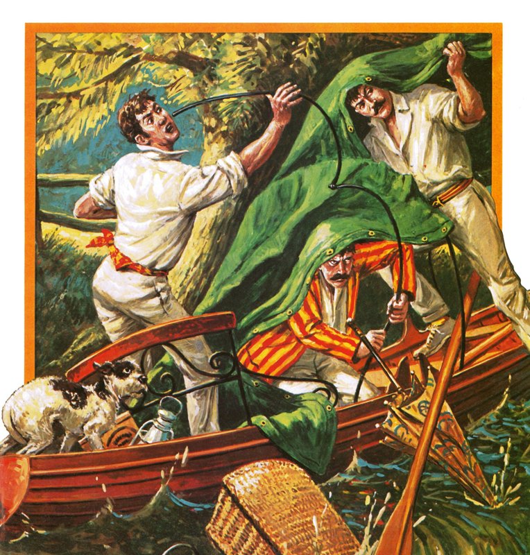Três homens em um barco de English School