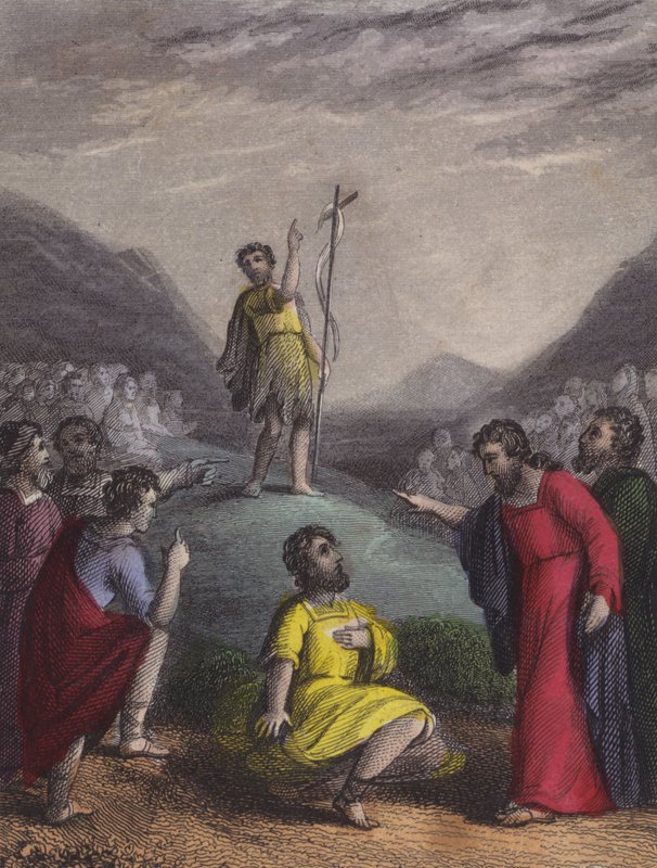 Através da fértil selva de Judá veio o Baptista... (gravura colorida) de English School