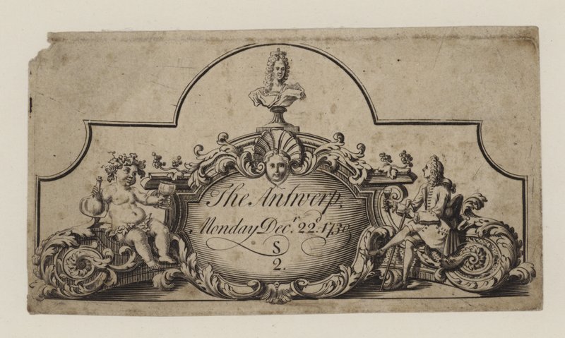 Bilhete para a Antuérpia, 22 de dezembro de 1730 de English School
