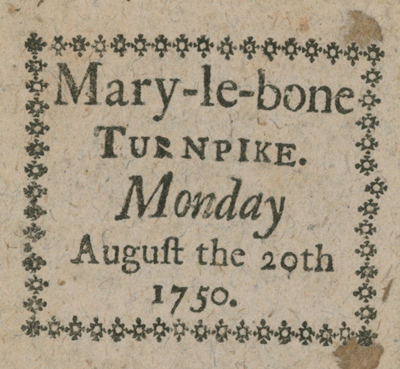 Bilhete para o Turnpike Mary-le-Bone de English School