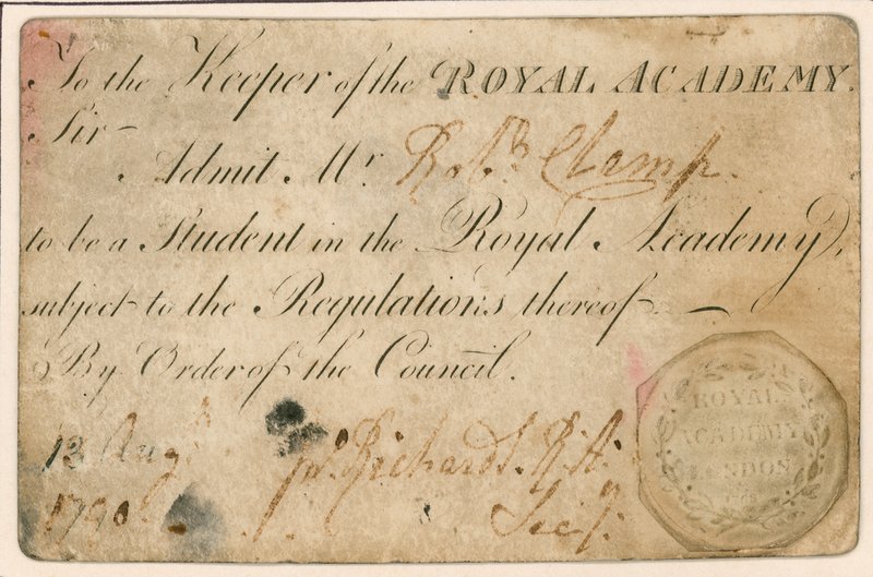 Bilhete de admissão para a Royal Academy, Londres de English School