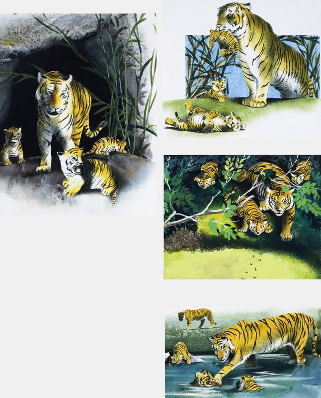 Tigre e filhotes de English School