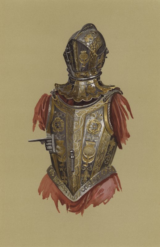 Armadura basculante de Henrique Príncipe de Gales (chromolitho) de English School
