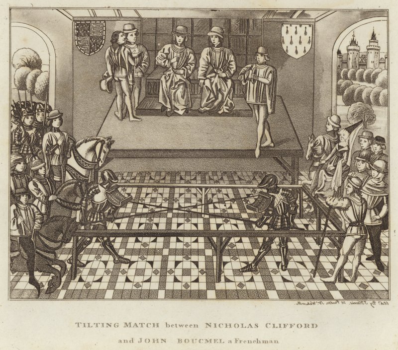 Tilting Match entre Nicholas Clifford e John Boucmel um francês de English School