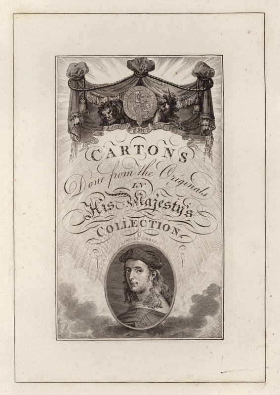 Página de título das caixas de papelão da colecção Originals in His Majestys (gravura) de English School