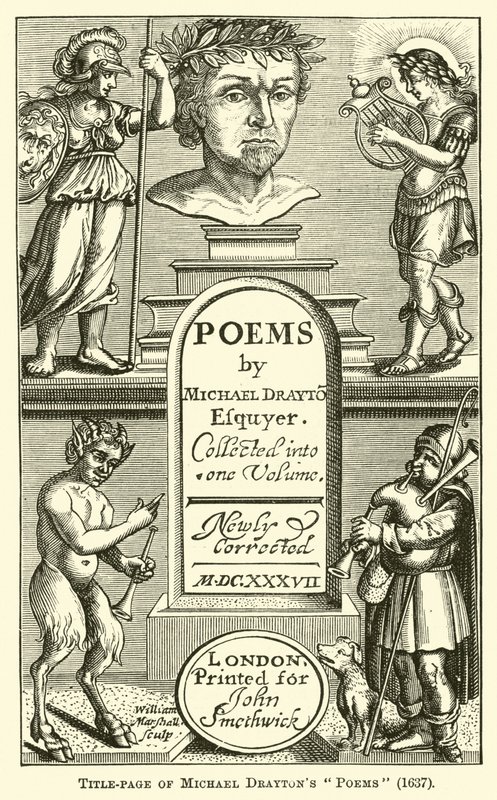 Página de rosto de Michael Draytons Poems, 1637 de English School