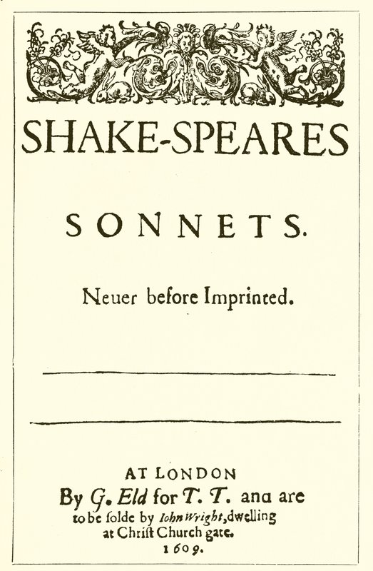Página de rosto dos Sonetos de Shakespeare, 1609 de English School