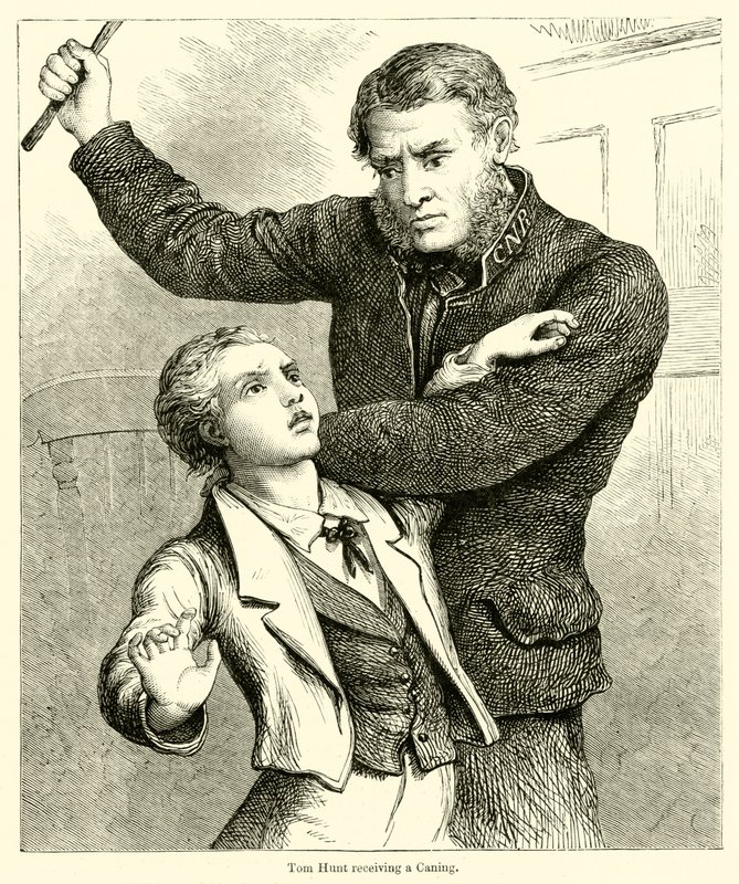 Tom Hunt recebendo uma Caning de English School