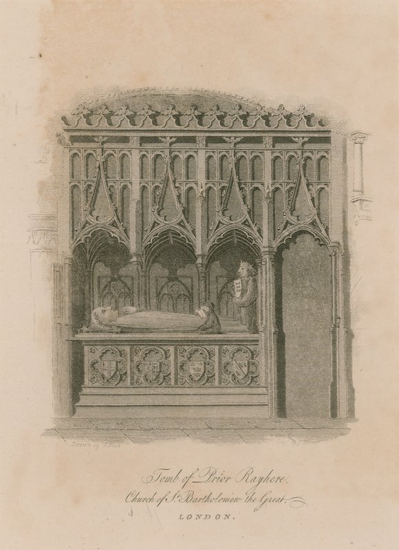 Túmulo de Prior Rayhere, Igreja de São Bartolomeu, o Grande, Smithfield de English School