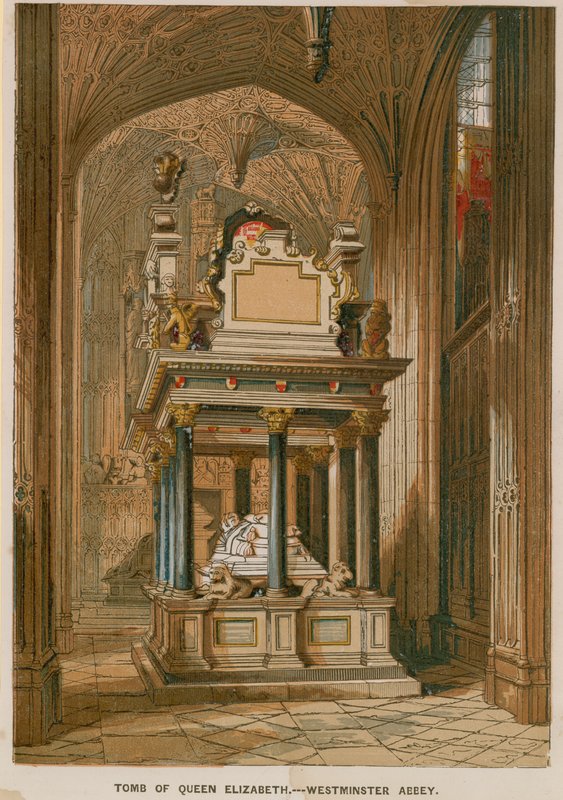 Túmulo da Rainha Elizabeth I na Abadia de Westminster de English School