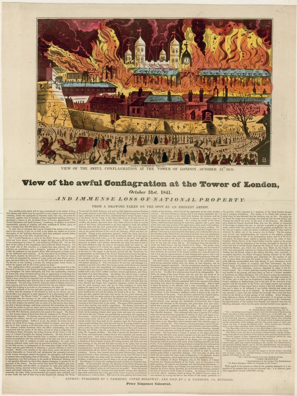 Torre do Incêndio de Londres, 1841 de English School