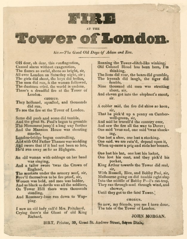 Torre do Incêndio de Londres, 1841 de English School