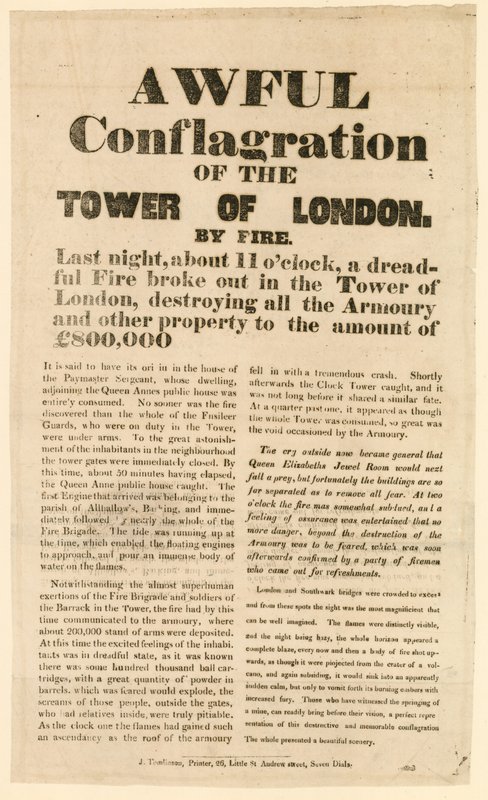 Torre do Incêndio de Londres, 1841 de English School