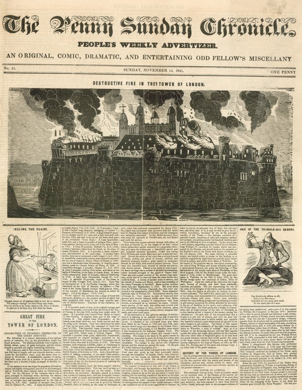 Torre do Incêndio de Londres, 1841 de English School