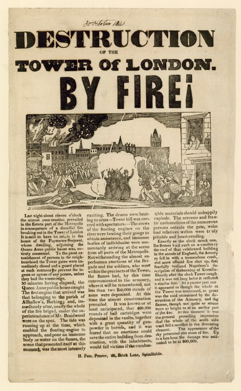 Torre do Incêndio de Londres, 1841 de English School