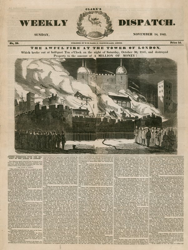 Torre do Incêndio de Londres, 1841 de English School