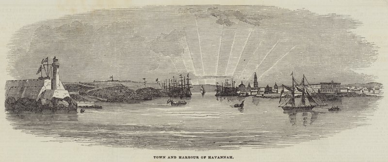 Town and Harbour of Havannah (gravura) de English School