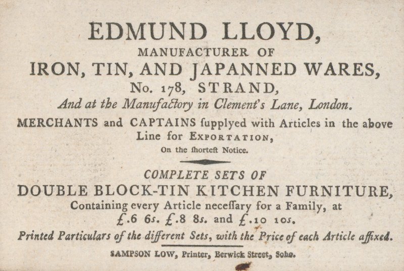 Cartão de comércio, Edmund Lloyd de English School