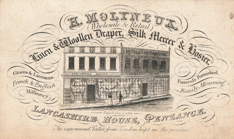 Cartão de comércio, H Molyneux de English School