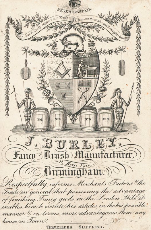 Cartão de comércio, J Burley de English School