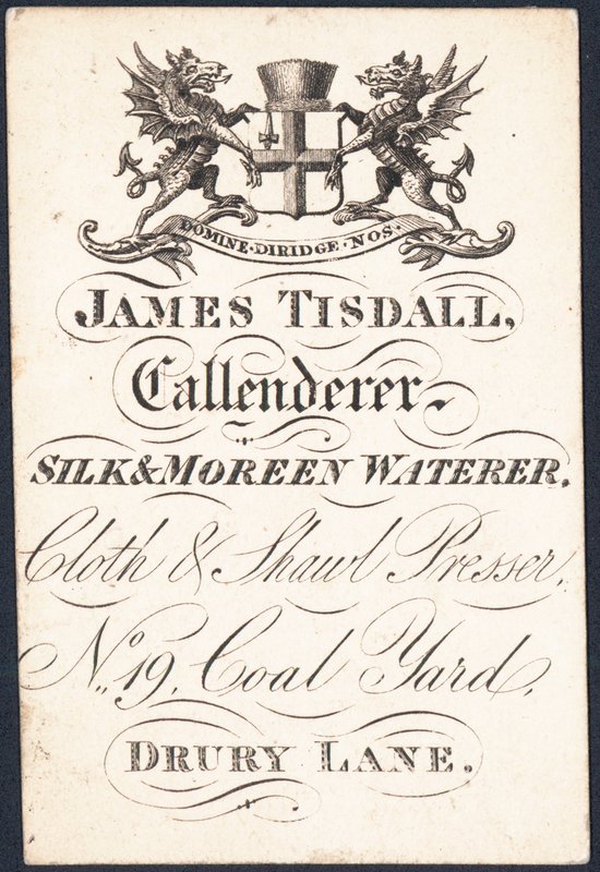 Cartão de comércio, James Tisdall de English School
