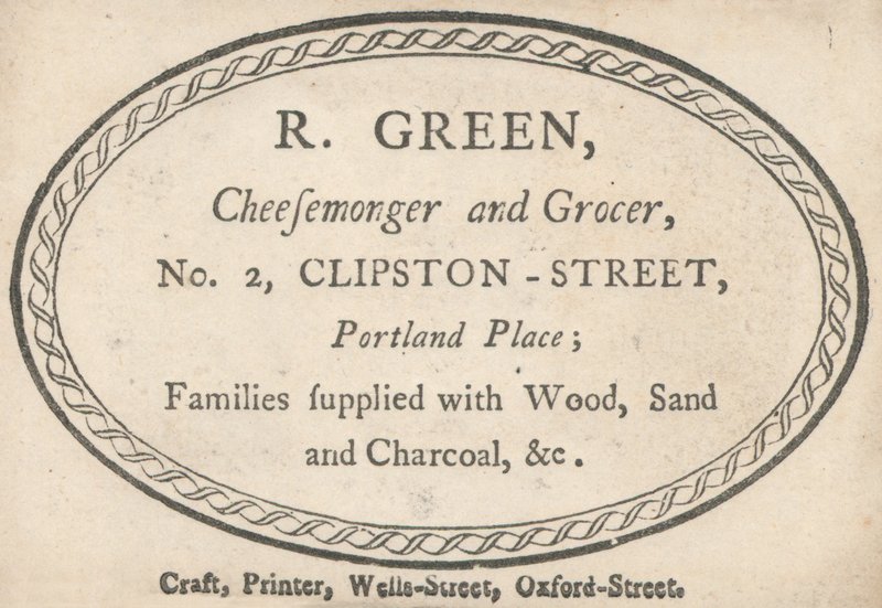 Cartão de comércio, R Verde de English School