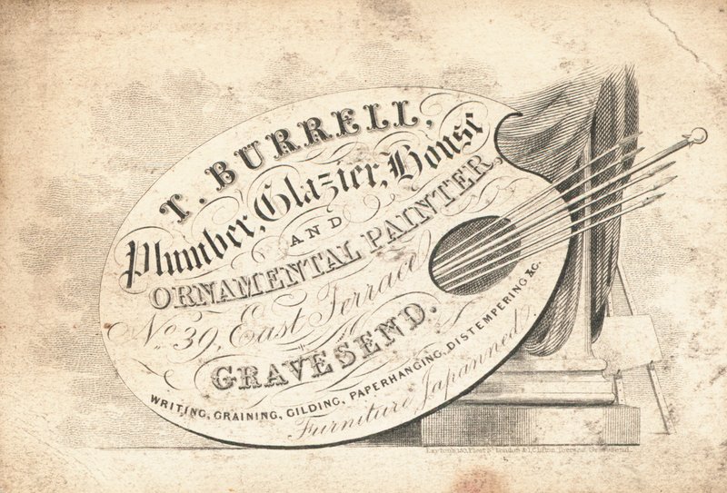 Cartão de comércio, T Burrell de English School