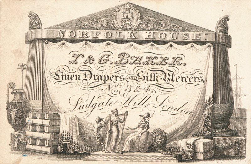 Cartão de comércio, T & G Baker de English School