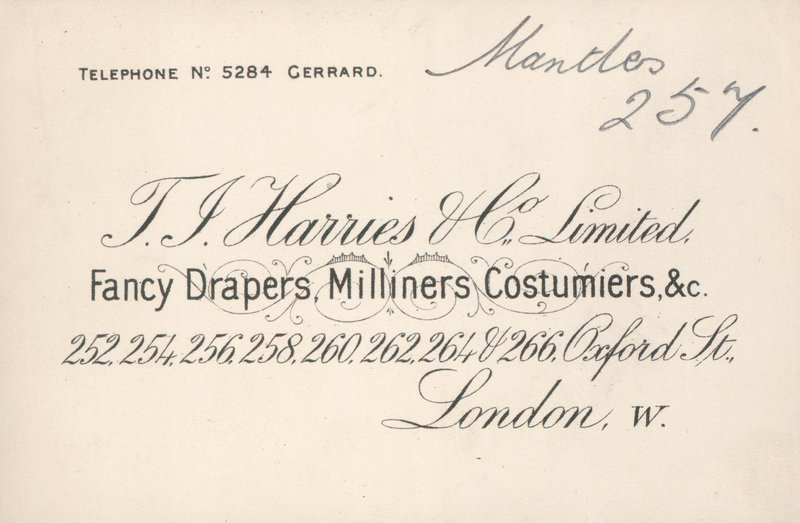 Cartão de comércio, TJ Harries & Company Limited de English School
