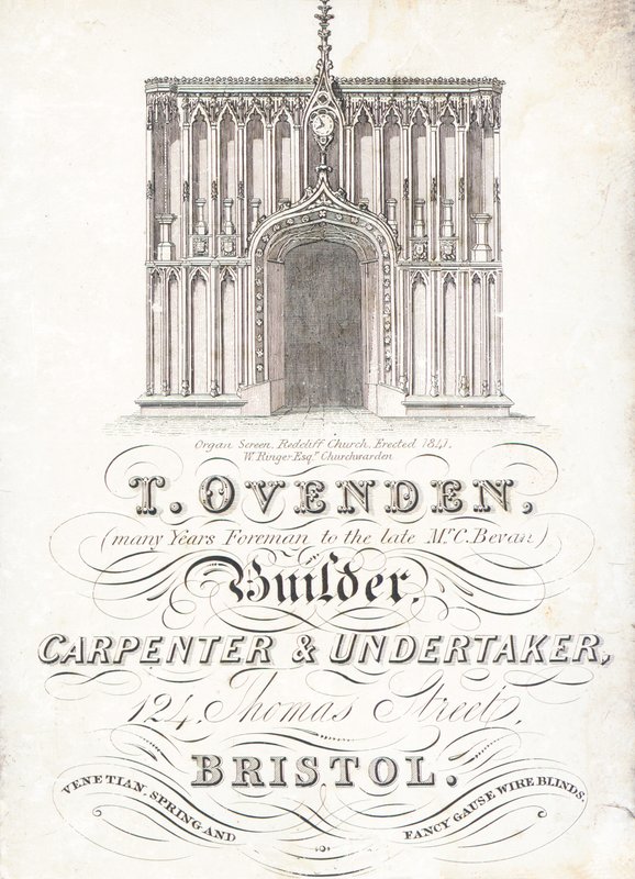 Cartão de comércio, T Ovenden de English School