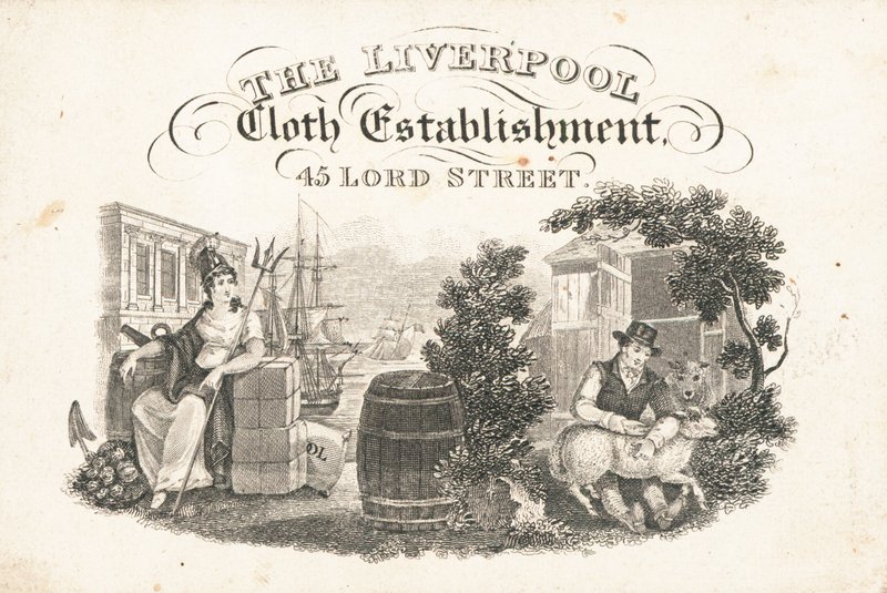 Cartão de comércio, The Liverpool Cloth Establishment de English School