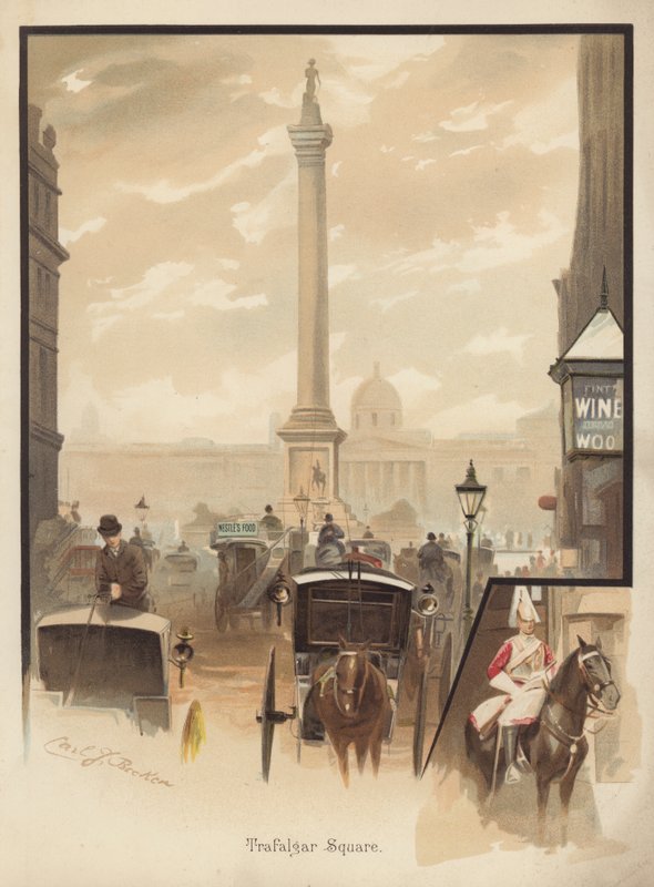 Trafalgar Square, Londres (cromolitografia) de English School