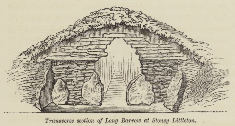 Secção transversal da Long Barrow em Stoney Littleton (gravura) de English School
