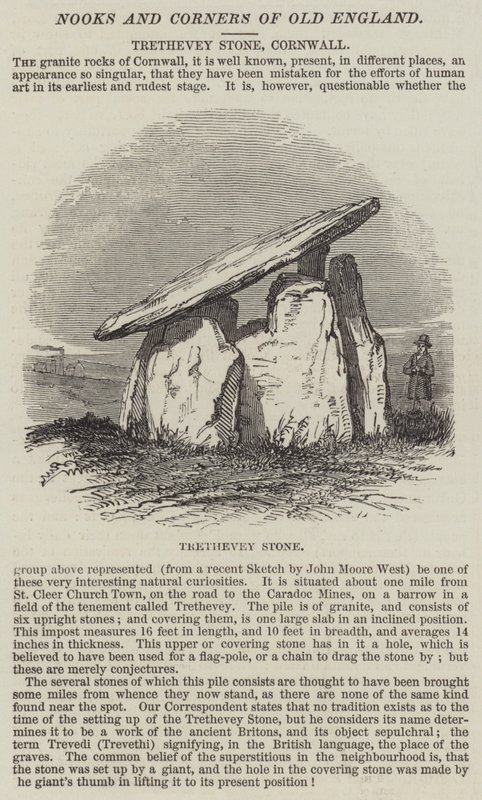 Trethevey Stone, Cornwall (gravura) de English School