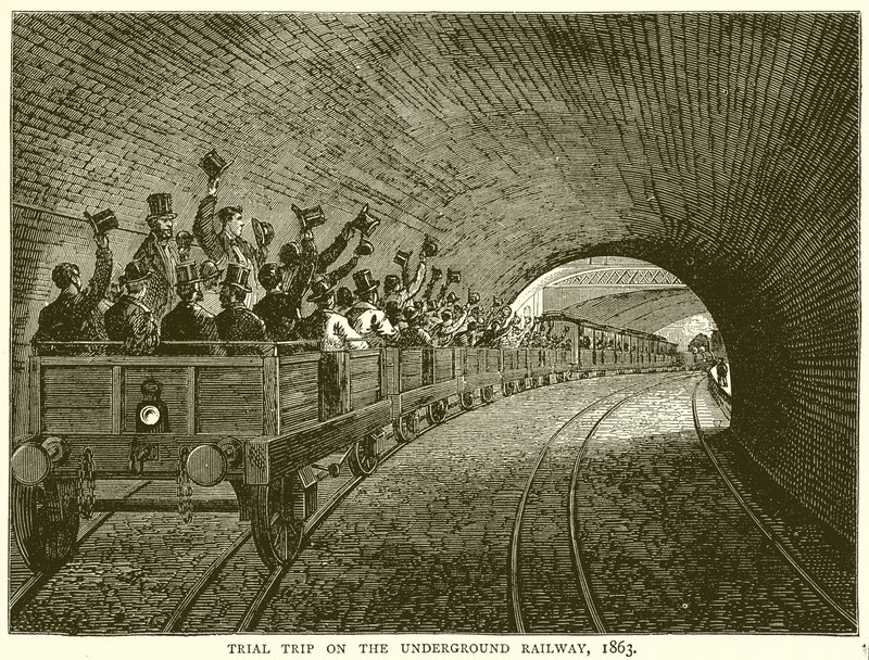 Viagem de Julgamento na Ferrovia Subterrânea, 1863 de English School