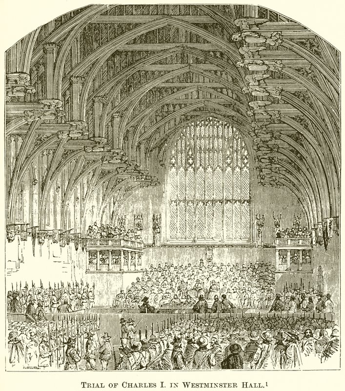 Julgamento de Charles I em Westminster Hall de English School