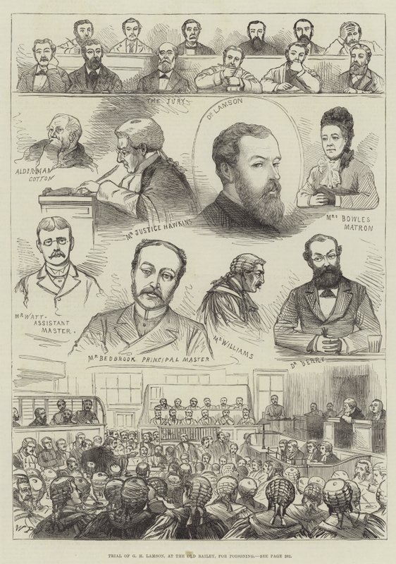 Julgamento de GH Lamson, em Old Bailey, por envenenamento de English School