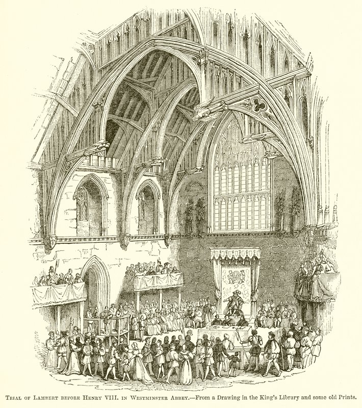 Julgamento de Lambert antes de Henrique VIII na Abadia de Westminster de English School