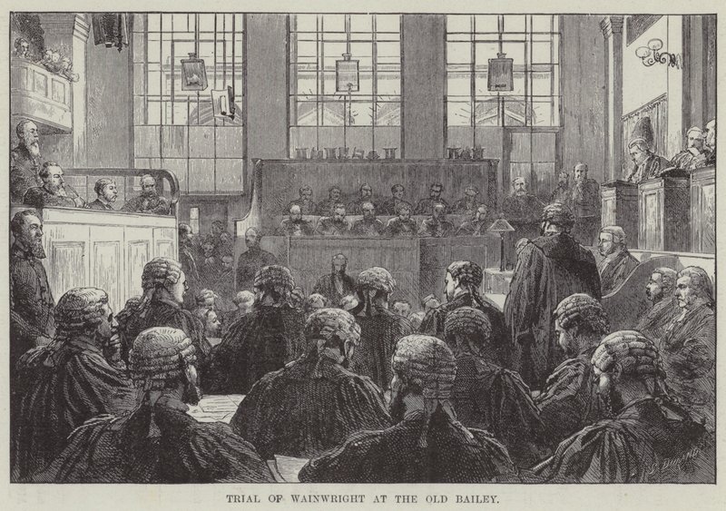 Prova de Wainwright no Old Bailey (gravura) de English School