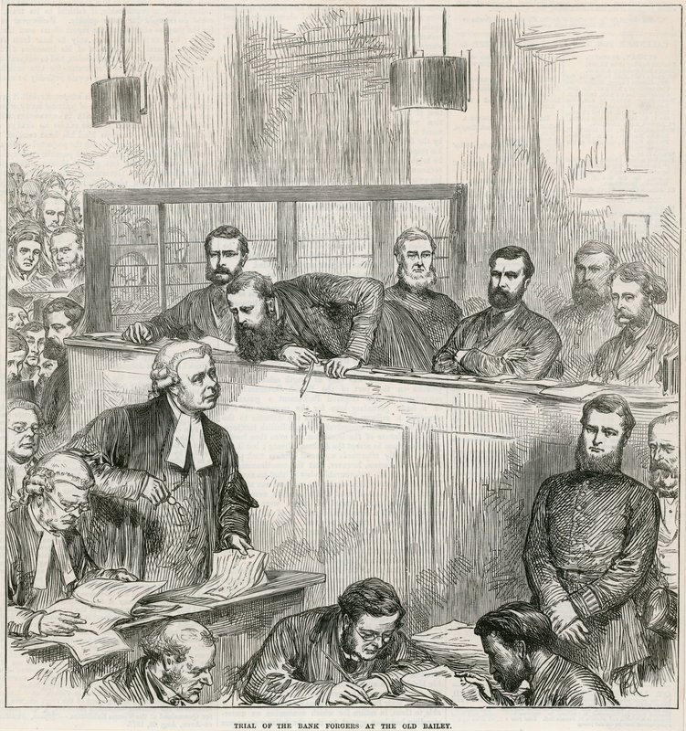 Julgamento do Bank Forgers no Old Bailey de English School