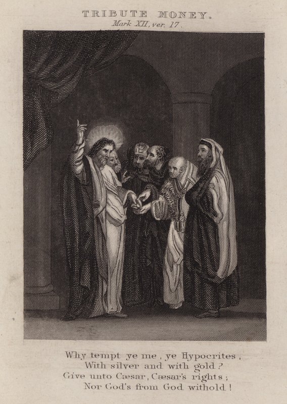 Homenagem em dinheiro, Marco XII, ver 17 (gravura) de English School