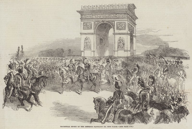 Entrada triunfal do Imperador Napoleão III em Paris (gravura) de English School