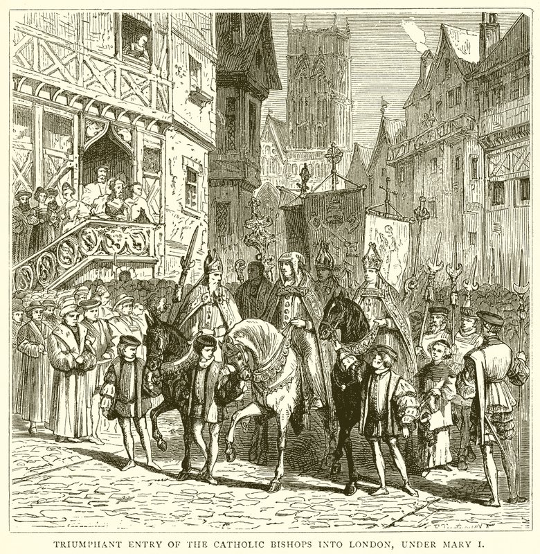 Entrada Triunfante dos Bispos Católicos em Londres, sob Maria I de English School