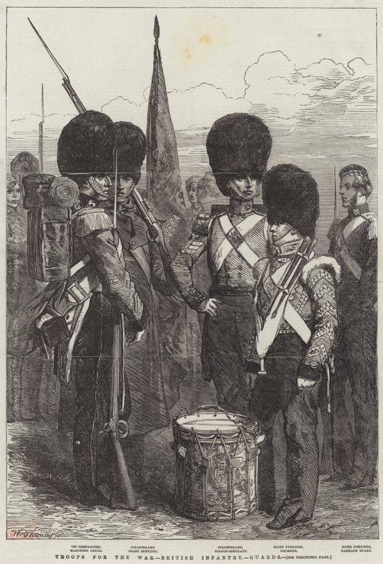 Tropas para a Guerra, Infantaria Britânica, Guardas (gravura) de English School