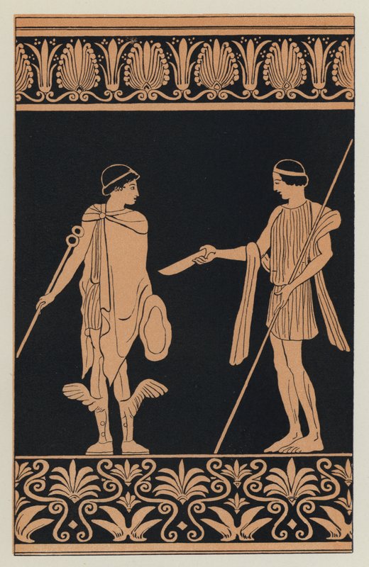 Trygaeus subornando Hermes com uma taça de ouro de English School