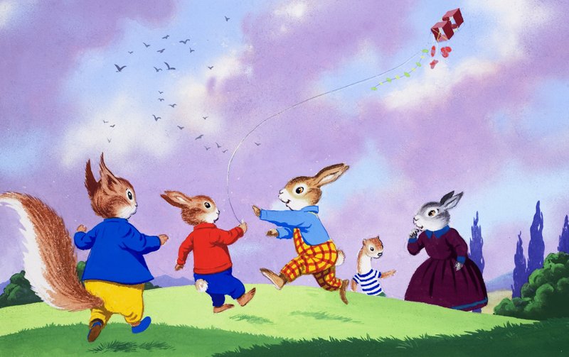 Tufty empinando uma pipa de English School