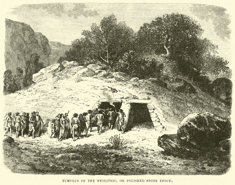 Túmulo do neolítico, ou época de pedra polida de English School