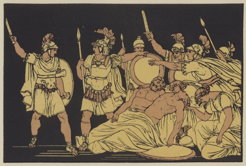 Turnus sobre os corpos de Almo e Galaesus (cor litho) de English School