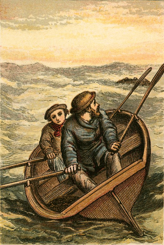 Duas pessoas salvas por Leask e seu filho fora de Stromness de English School