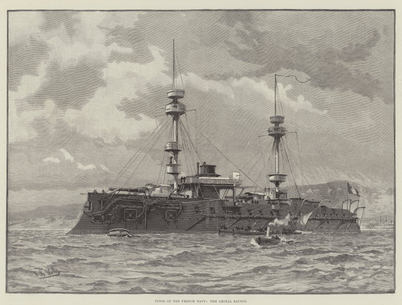 Tipos da Marinha Francesa, o Amiral Baudin (gravura) de English School